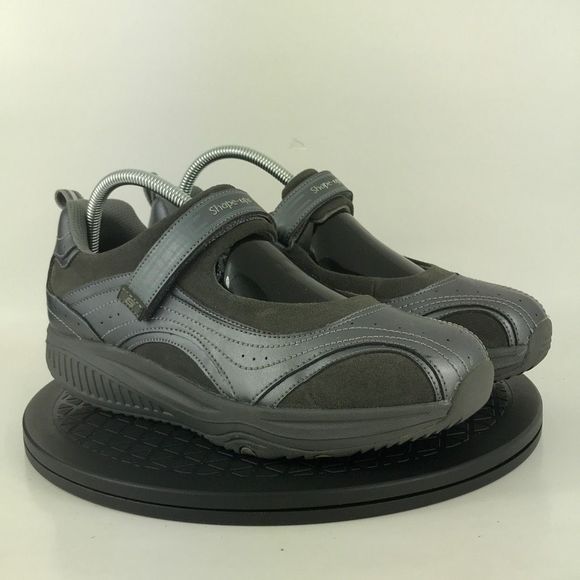 Skechers Shape Ups Mary Jane Hook & Loop Gray Comfort Shoes 24867EW Women Size 9 - Picture 3 of 12